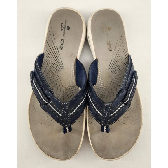 Clarks Cloudsteppers Women's Size 9 M Navy Blue T Strap Thong Sandals Flip Flops - Picture 3 of 11